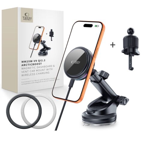 TECH-PROTECT V9 ARCTICBOOST MAGNETIC MAGSAFE DASHBOARD & VENT bežični punjač 25W QI2.2 - Slika 1