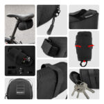 Wozinsky mala torba za bicikl ispod sjedala, kapacitet 0,6 l – crna - Slika 3