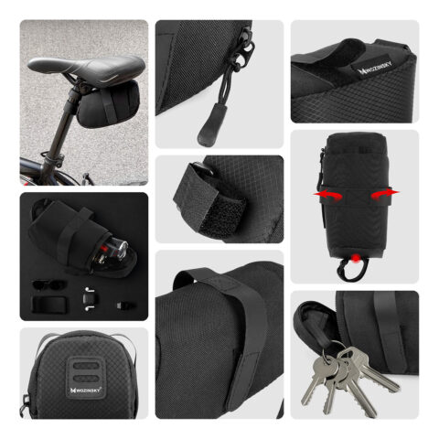 Wozinsky mala torba za bicikl ispod sjedala, kapacitet 0,6 l – crna - Slika 3