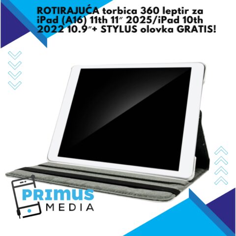 ROTIRAJUĆA torbica 360 leptir za iPad (A16) 11th 11" 2025/iPad 10th 2022 10.9"+ STYLUS olovka GRATIS! - Slika 9