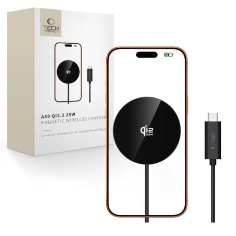 TECH-PROTECT A50 magnetski magsafe bežični punjač 25W QI2.2 (crni) - Slika 1