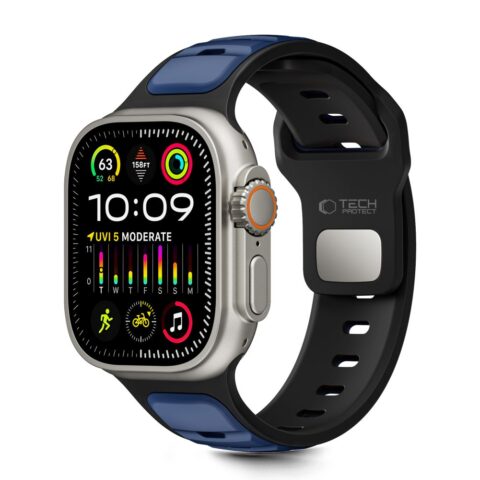 TECH-PROTECT ICONBAND LINE narukvica za APPLE WATCH 4 / 5 / 6 / 7 / 8 / 9 / 10 / 11 / SE / ULTRA (42 / 44 / 45 / 49mm) BLACK/NAVY - Slika 1