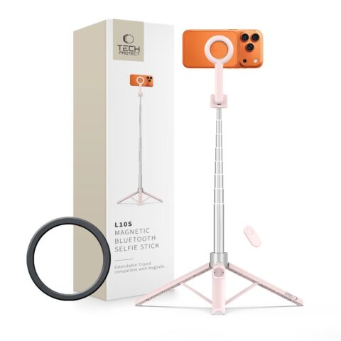 TECH-PROTECT L10S MAGSAFE BLUETOOTH SELFIE STICK TRIPOD 2 u 1 (PINK/GREY) - Slika 1