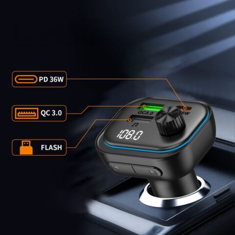 TECH-PROTECT CC07 3-utora auto punjač PD 54W + TRANSMITER FM BLUETOOTH - Slika 4