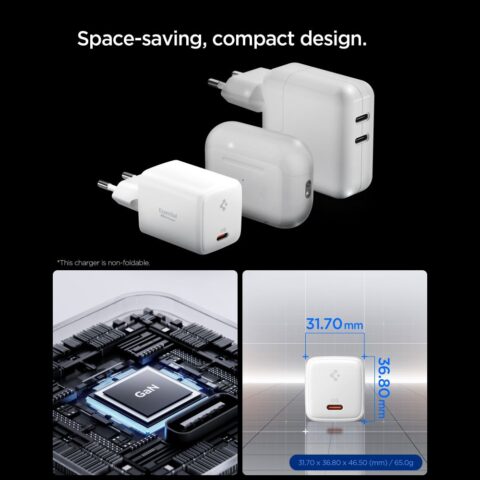 SPIGEN EE451EU ESSENTIAL brzi punjač 45W + TIP-C kabel (bijela) - Slika 3