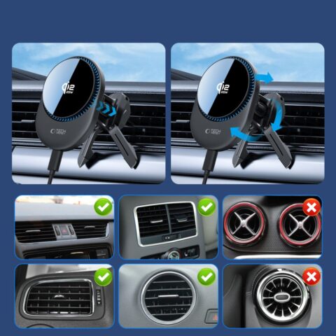 TECH-PROTECT V21 MAGNETIC MAGSAFE dash & vent brzi bežični auto punjač 25W QI2.2 - Slika 7