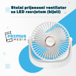 Stolni prijenosni ventilator sa LED rasvjetom (bijeli) - Slika 2