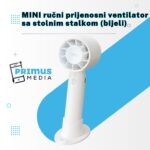 MINI ručni prijenosni ventilator sa stolnim stalkom (bijeli) - Slika 3