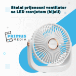Stolni prijenosni ventilator sa LED rasvjetom (bijeli) - Slika 3