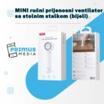 MINI ručni prijenosni ventilator sa stolnim stalkom (bijeli) - Slika 4