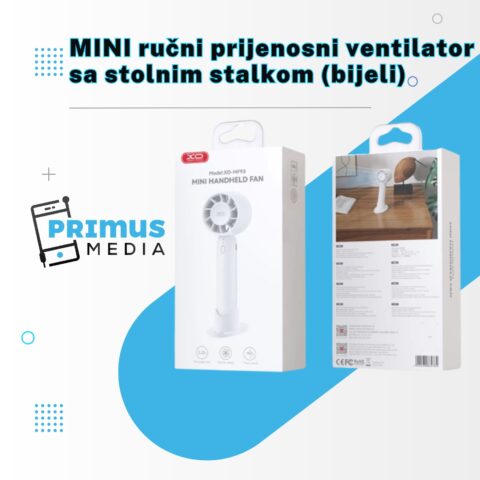 MINI ručni prijenosni ventilator sa stolnim stalkom (bijeli) - Slika 4