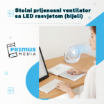 Stolni prijenosni ventilator sa LED rasvjetom (bijeli) - Slika 4