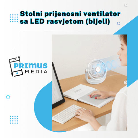 Stolni prijenosni ventilator sa LED rasvjetom (bijeli) - Slika 4