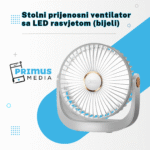 Stolni prijenosni ventilator sa LED rasvjetom (bijeli)