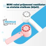 MINI ručni prijenosni ventilator sa stolnim stalkom (pink) - Slika 2