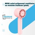 MINI ručni prijenosni ventilator sa stolnim stalkom (pink) - Slika 3