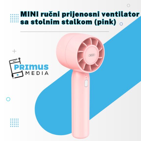 MINI ručni prijenosni ventilator sa stolnim stalkom (pink) - Slika 3