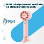 MINI ručni prijenosni ventilator sa stolnim stalkom (pink) - Slika 4