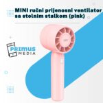 MINI ručni prijenosni ventilator sa stolnim stalkom (pink)