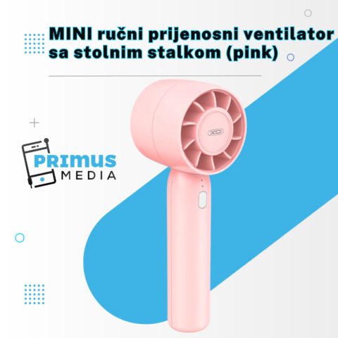 MINI ručni prijenosni ventilator sa stolnim stalkom (pink) - Slika 1