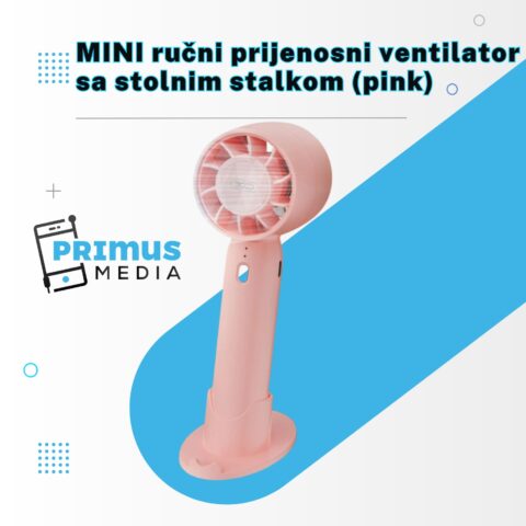 MINI ručni prijenosni ventilator sa stolnim stalkom (pink) - Slika 6