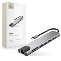 Tech-Protect HB09 Hub 8u1 Type C to 2 x USB + Type C + HDMI 4K 60HZ + SD/TF + PD100W + RJ45