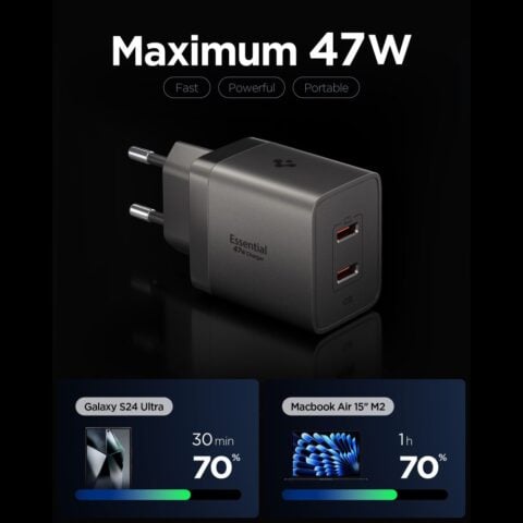 SPIGEN ESSENTIAL EE472EU-GAN 2-utora BRZI strujni punjač 47W (GUNMETAL) - Slika 2