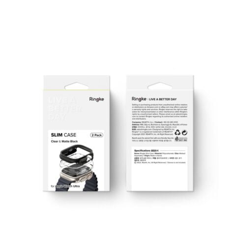 RINGKE SLIM 2-komada zaštite za APPLE WATCH ULTRA prozirna & crna (2 komada) - Slika 13