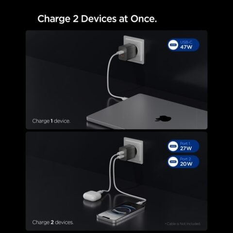 SPIGEN ESSENTIAL EE472EU-GAN 2-utora BRZI strujni punjač 47W (GUNMETAL) - Slika 3