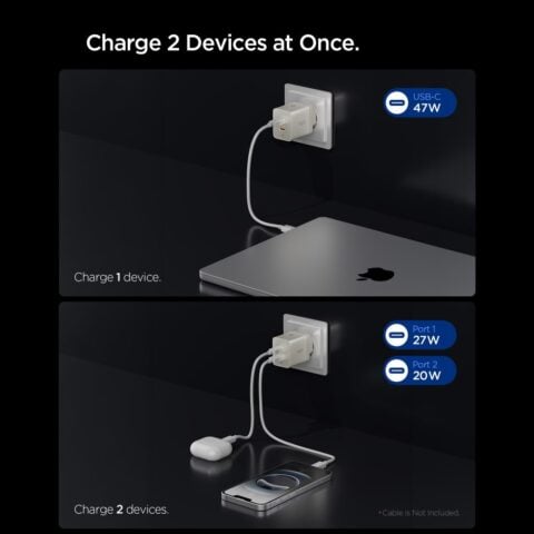 SPIGEN ESSENTIAL EE472EU-GAN 2-utora BRZI strujni punjač 47W (NATURAL TITANIUM) - Slika 3
