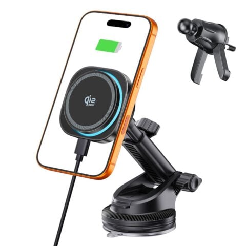 TECH-PROTECT V20 ARCTICBOOST magnetski držač za auto s bežičnim punjačem MagSafe za nadzornu ploču i ventilacijsku rešetku 25W QI2.2 crni - Slika 2