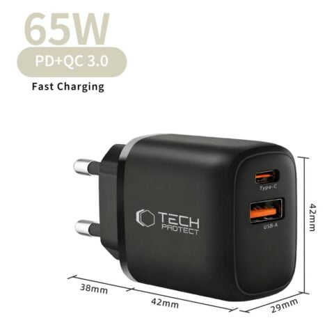 TECH-PROTECT NCA65W-GAN 2-utora punjač PD 65W / QC3.0 - Slika 5