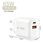 TECH-PROTECT NCA65W-GAN 2-utora punjač PD 65W / QC3.0 (bijela) - Slika 5