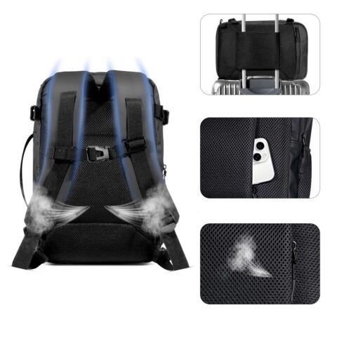 Ruksak za putovanje Tech-Protect "Defender S50" 20L - primjerenih dimenzija za prtljagu na zrakoplovu za Ryanair i Wizzair - crni - Slika 7