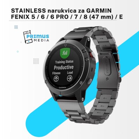 TECH-PROTECT STAINLESS narukvica za GARMIN FENIX 5 / 6 / 6 PRO / 7 / 8 (47 mm) / E (crna) - Slika 1