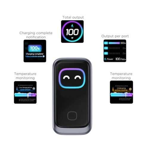 Tech-Protect Powervision NC100W-GAN 3-portni punjač, PD 100 W / QC 3.0, sivi - Slika 7