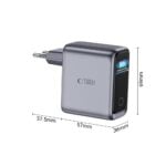 Tech-Protect Powervision NC100W-GAN 3-portni punjač, PD 100 W / QC 3.0, sivi - Slika 8