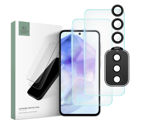 Tech-Protect Supreme komplet 2 kaljena stakla + zaštita za leće za Samsung GALAXY A55 - Slika 1