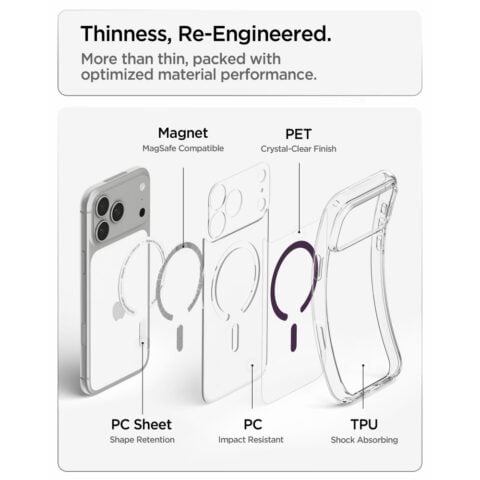 SPIGEN ULTRA HYBRID mag magsafe za iPhone 17 PRO MAX / 18 PRO MAX (clear/burgundy) - Slika 11