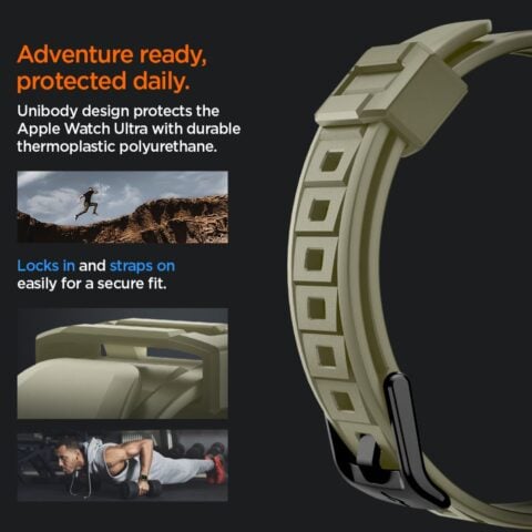 SPIGEN RUGGED ARMOR ”PRO” narukvica / maskica za Apple Watch ULTRA 1 / 2 / 3 / 4 (49 mm) VINTAGE KHAKI - Slika 10