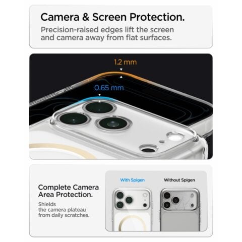 SPIGEN ULTRA HYBRID mag magsafe za iPhone 17 PRO MAX / 18 PRO MAX (clear/gold) - Slika 13