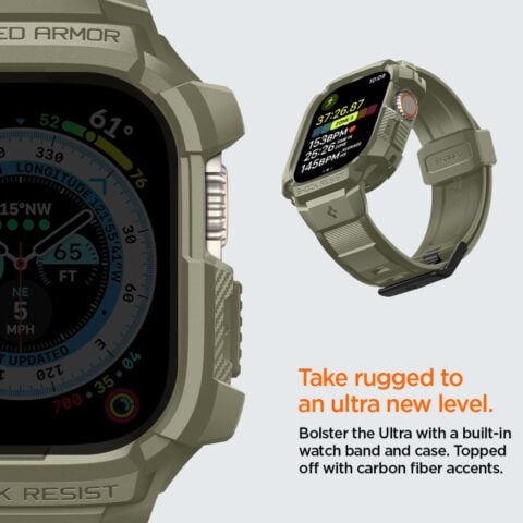 SPIGEN RUGGED ARMOR ”PRO” narukvica / maskica za Apple Watch ULTRA 1 / 2 / 3 / 4 (49 mm) VINTAGE KHAKI - Slika 11