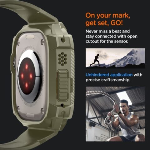 SPIGEN RUGGED ARMOR ”PRO” narukvica / maskica za Apple Watch ULTRA 1 / 2 / 3 / 4 (49 mm) VINTAGE KHAKI - Slika 12