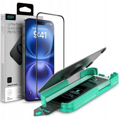 ESR ARMORITE kaljeno staklo sa aplikatotom za iPHONE 16 PRO (crni rub) - Slika 1
