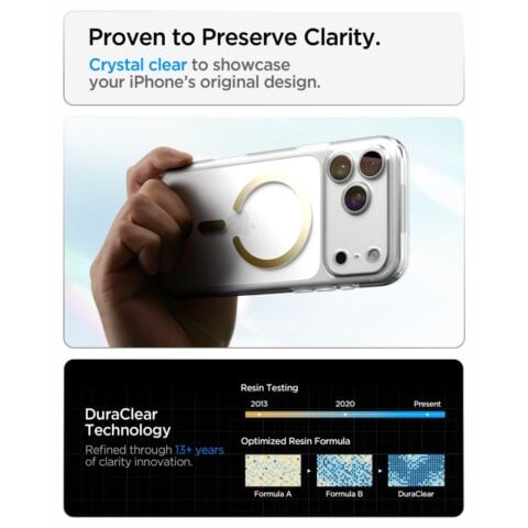 SPIGEN ULTRA HYBRID mag magsafe za iPhone 17 PRO MAX / 18 PRO MAX (clear/gold) - Slika 8
