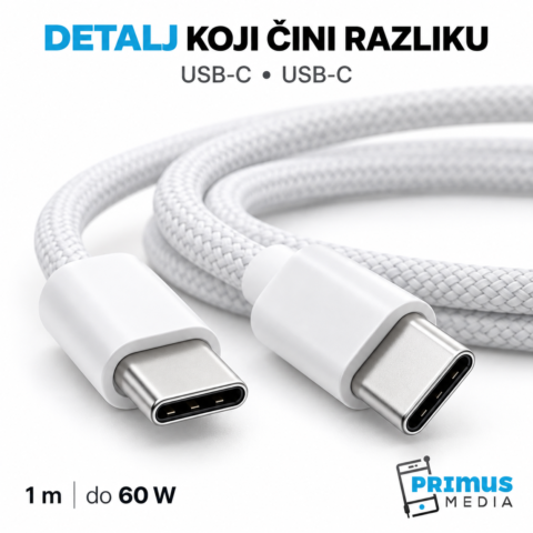 Kabel APPLE USB-C na USB-C, 60W, za punjenje, sinkronizaciju i prijenos podataka, 1m (mw493zm/a) - Slika 3